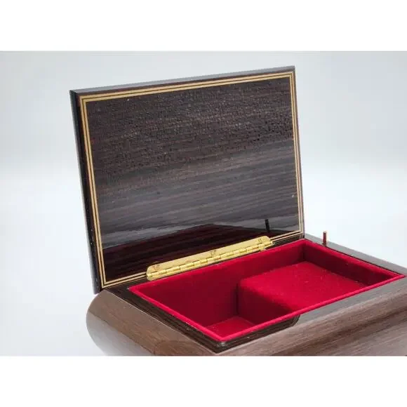 Romance Italian Music Box Inlaid Floral Lacquered Jewelry Trinket